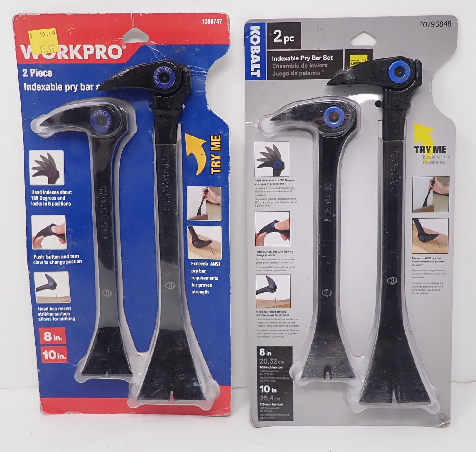 Kobalt & Workpro Indexable Pry Bar Sets: Shipping available