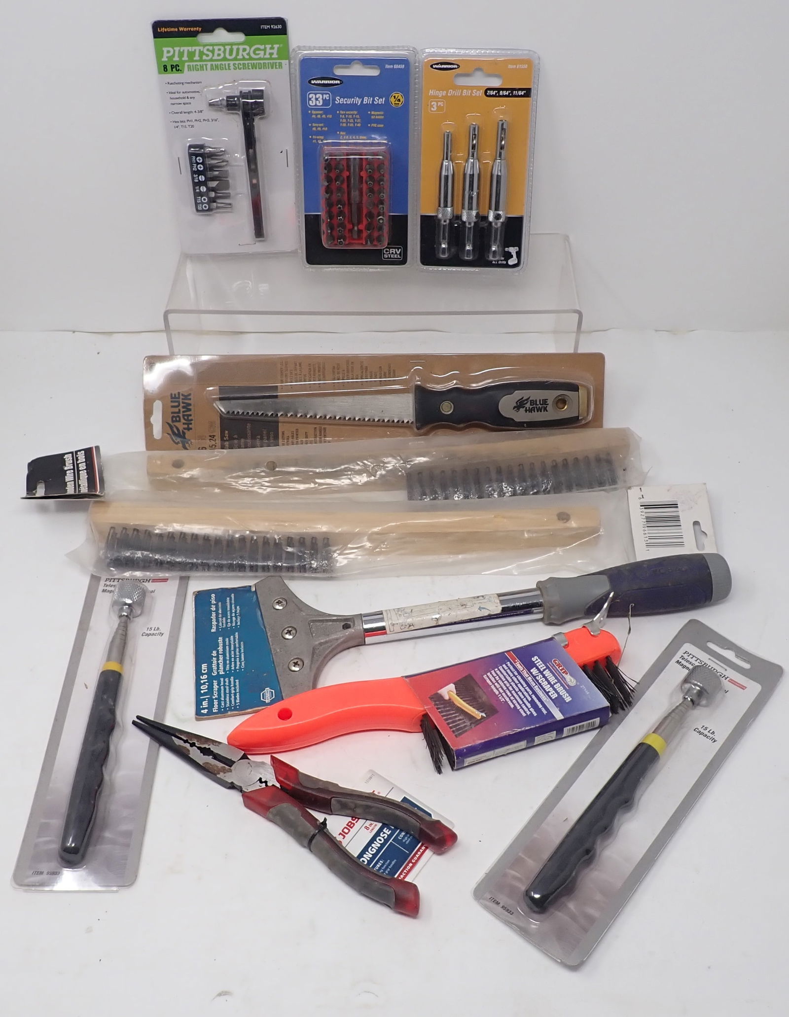 Blue Hawk Saw , Drill Bits , Pittsburgh Right Angle Screwdriver: Plano box is included. Shipping available