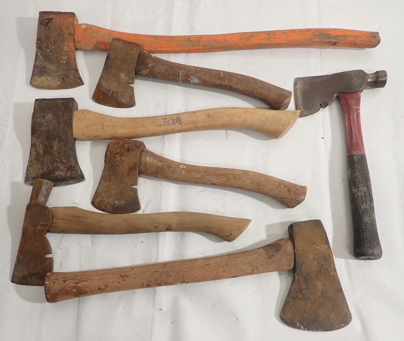 Axes & Hachets incl Plumb: Plumb is in the front. Longest is apprx 25". Shipping available ($30 handling charge, plus postage)