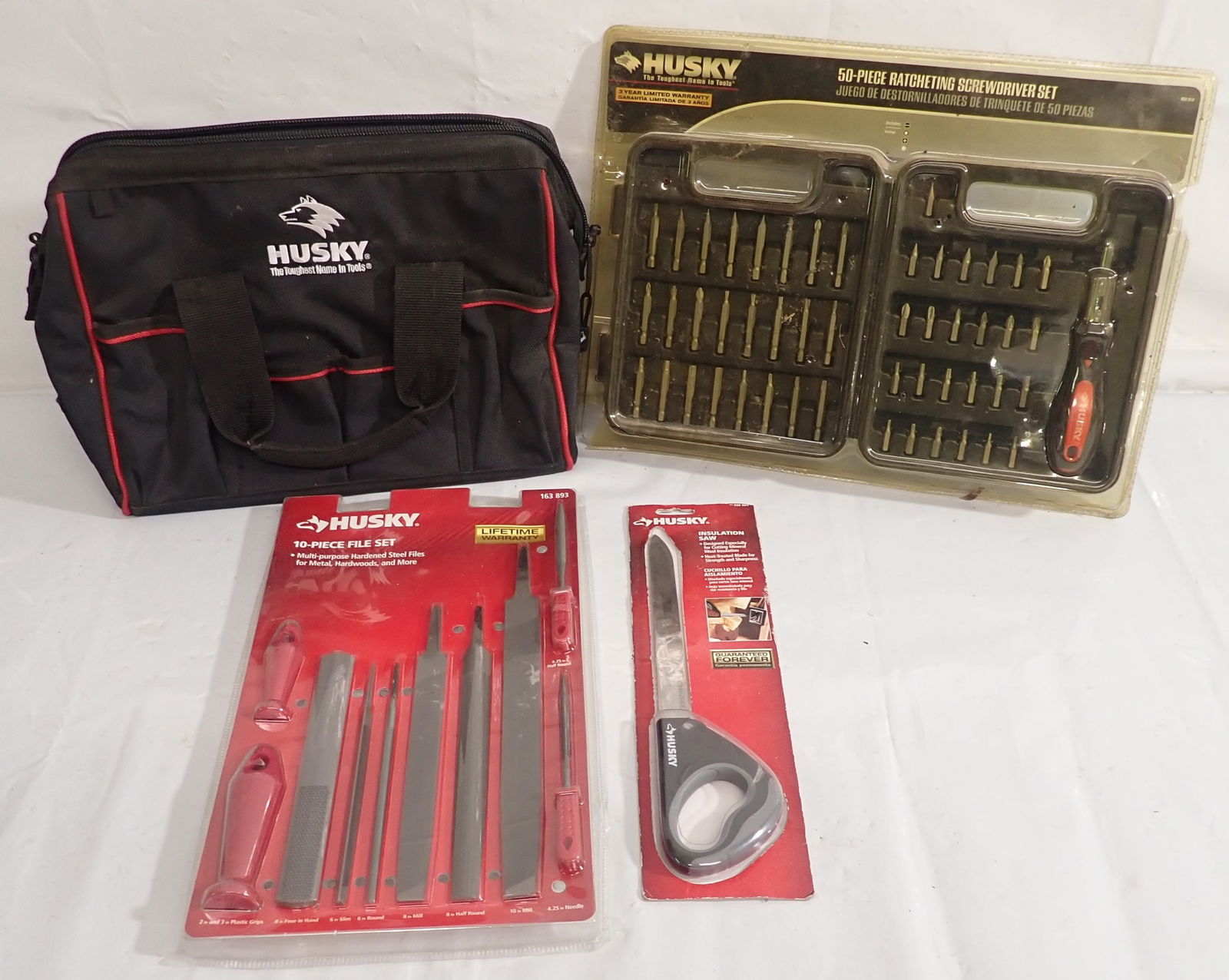 Husky Racheting Screwdriver Set , Files , Saw , & Bag: Shipping available