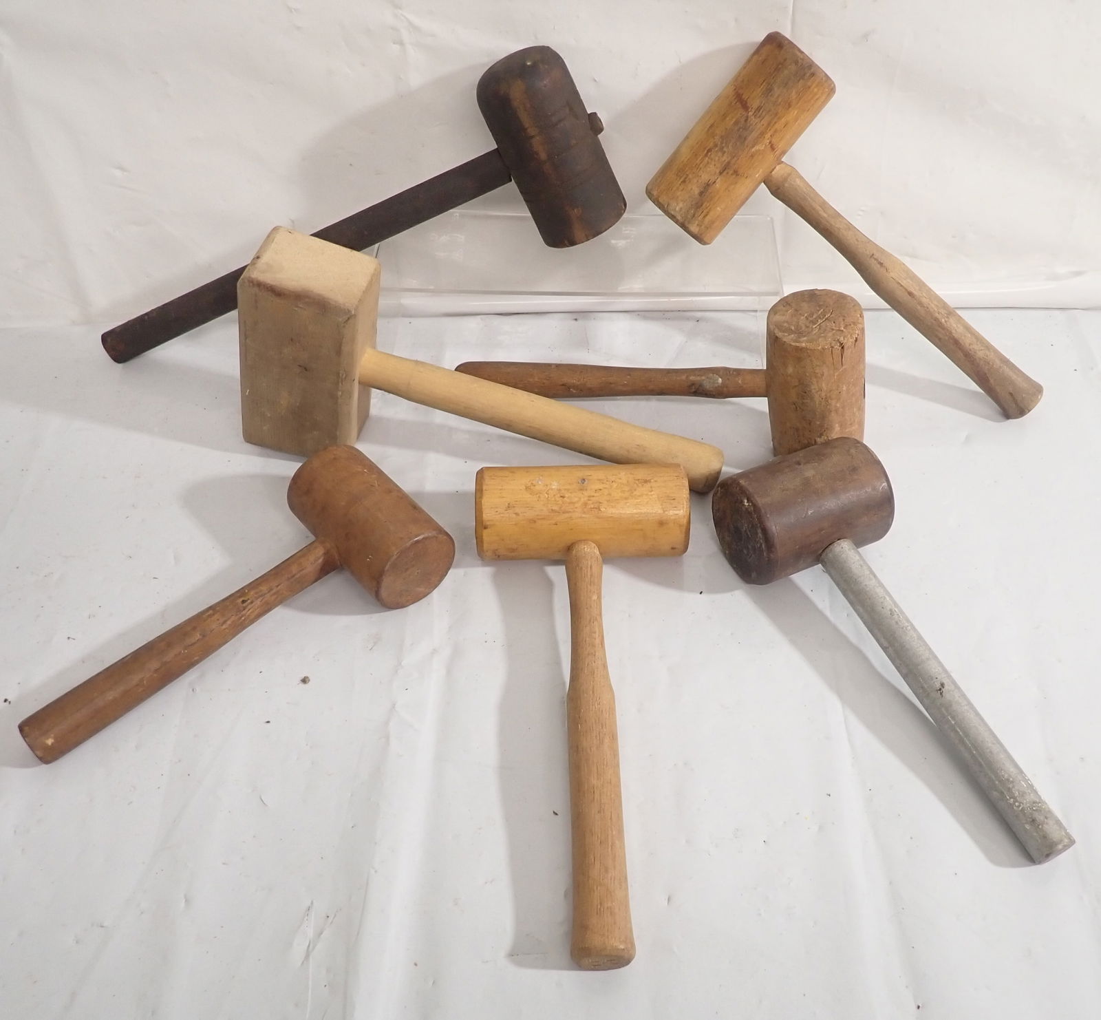 Wooden Mallets: Longest is approx 2 5/8" in diameter and 16 1/2" long. Shipping available