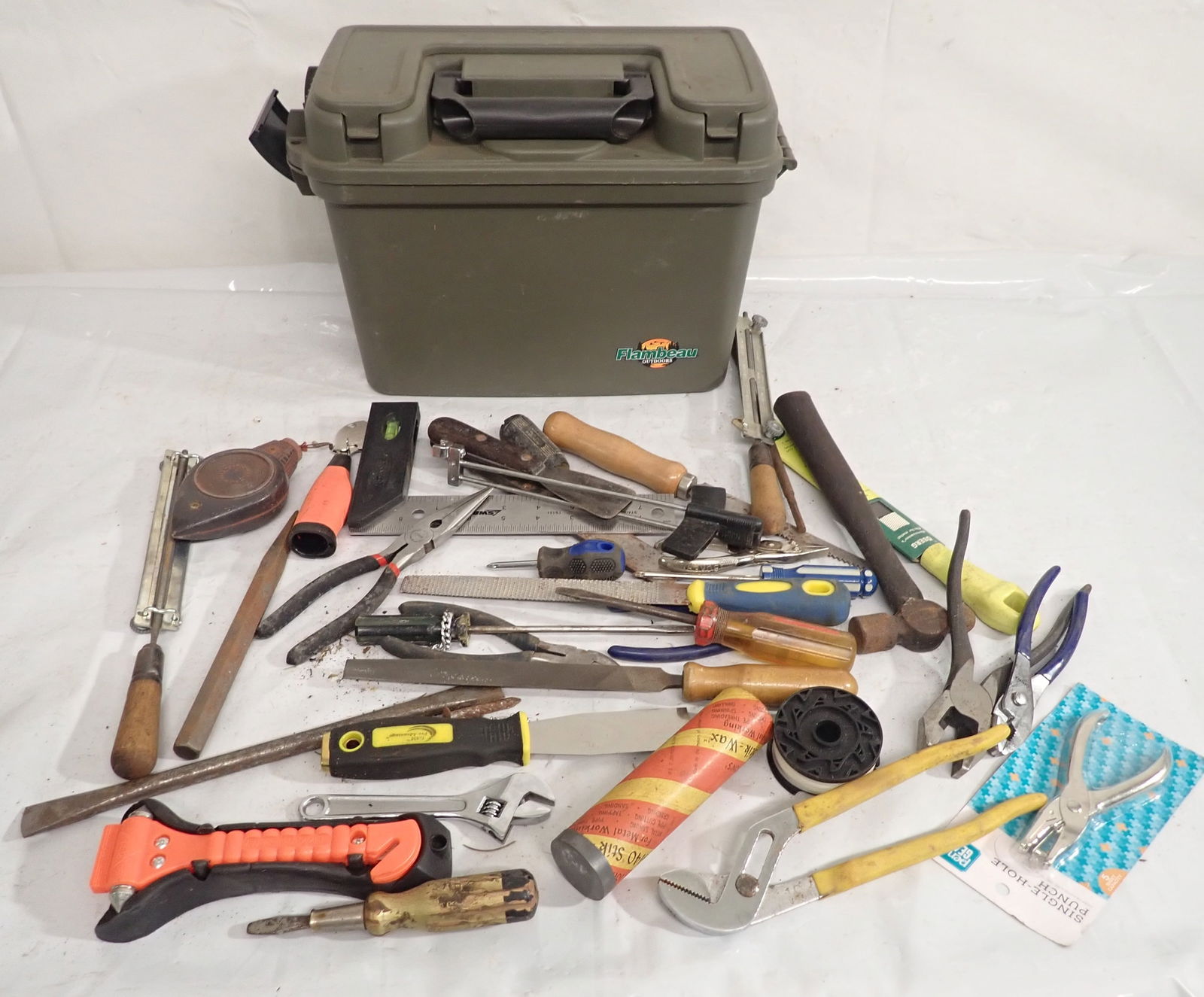 Flambeau Box w/ Misc Tools: Box is approx 7 1/2" x 14" x 10 1/4" tall. Shipping available