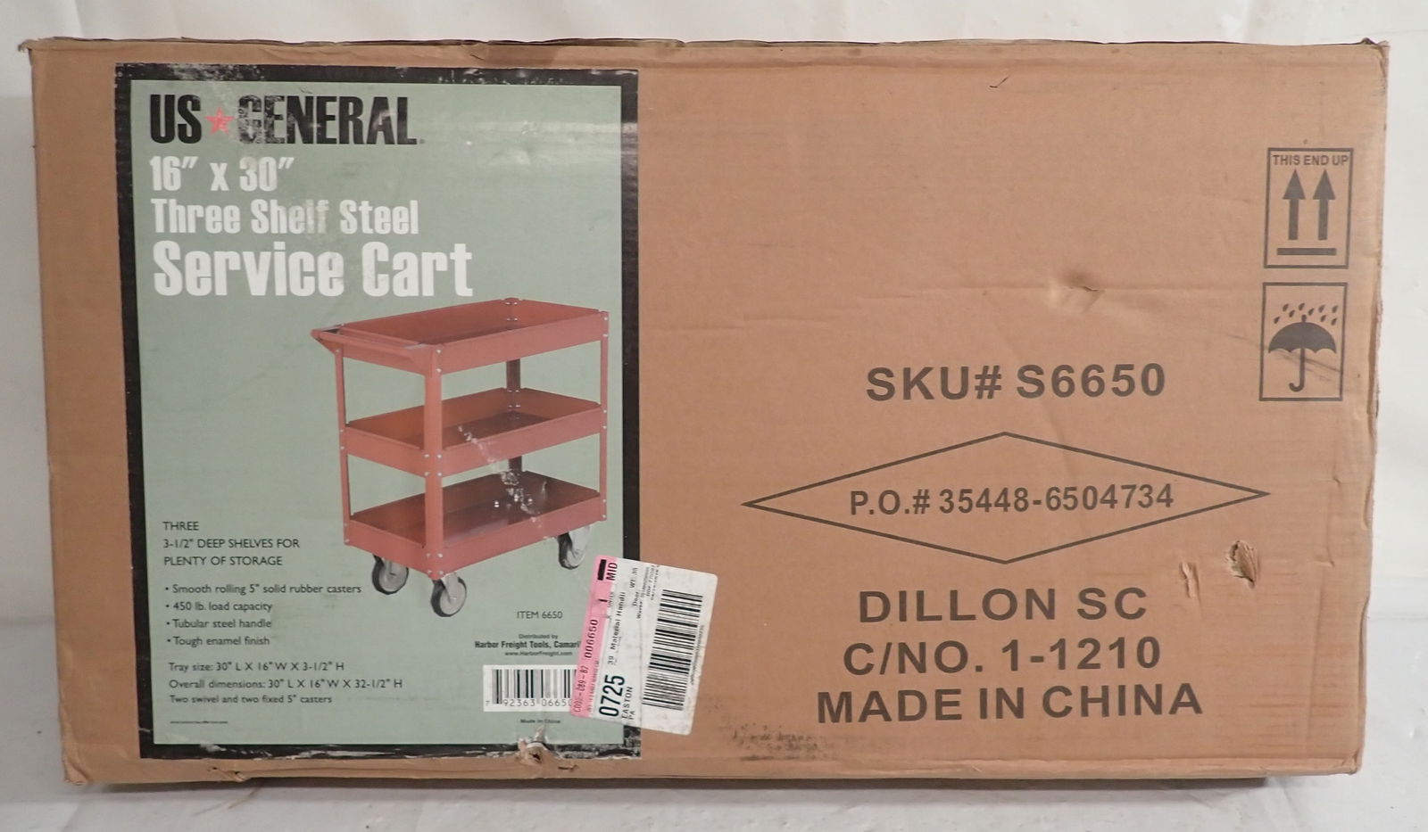 US General Three Shelf Steel Service Cart (1 of 2)