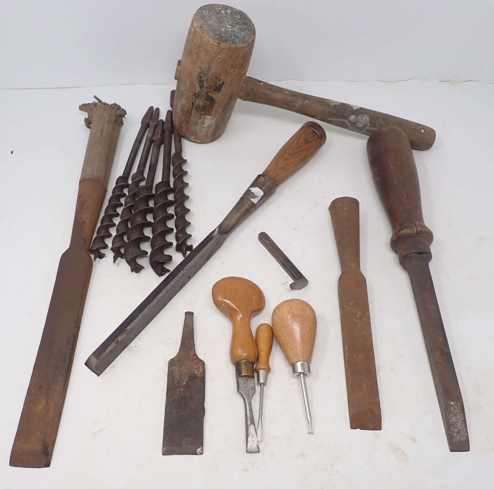 Slicks / Chisels , Wood Augers , Wooden Mallet & Misc (1 of 7)