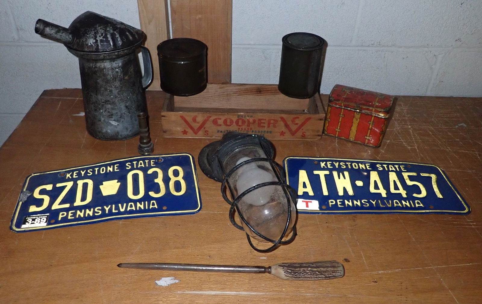 Oil Can, Cheese Box, License Plate, Explosion Proof Light (1 of 4)