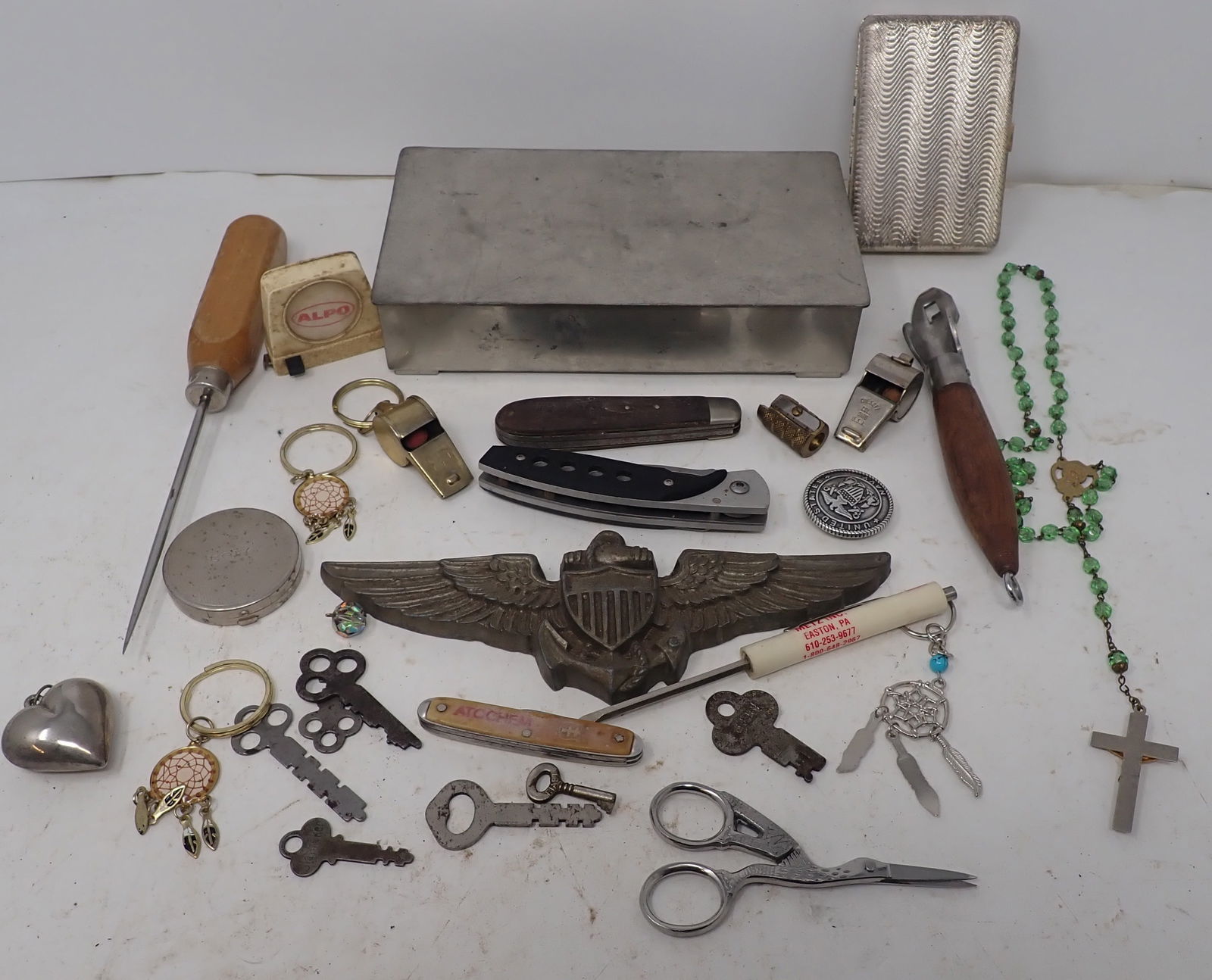 Just Denmark Box , Whistles, Keys, Scissors, & Misc: Box is apprx 4" x 7 3/8" x 1 1/2" tall. Shipping available