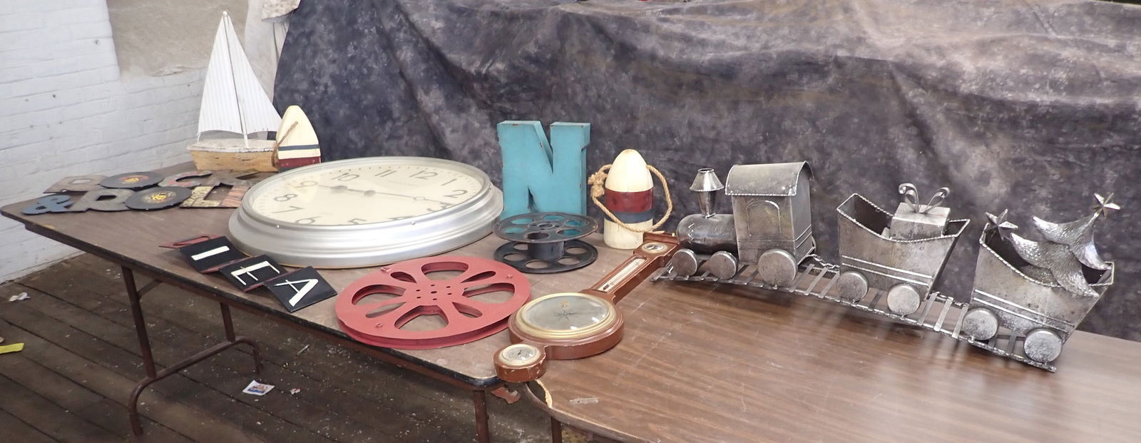 Sterling Noble Clock & Misc Decorator Items: Clock is approx 28 1/2" in diameter. NO in house shipping ! Items are located on the second floor. These are not located in the section of the building we normally have sales. There is a loading