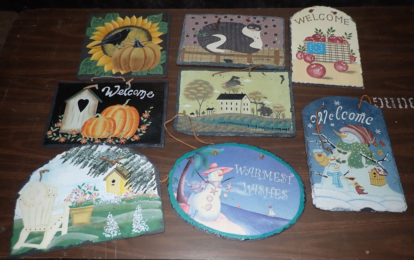 Painted Slates: Front left one is apprx 9 1/2" x 13". NO in house shipping ! Items are located on the second floor. These are not located in the section of the building we normally have sales. There is a loading