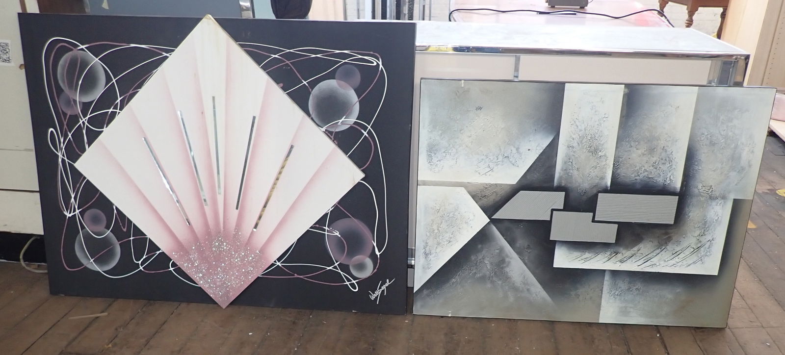 Walt Segal & Max Oil on Canvas Paintings: Largest is approx 36" x 49". NO in house shipping ! Items are located on the second floor. These are not located in the section of the building we normally have sales. There is a loading dock you