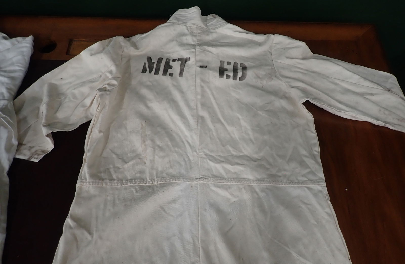 3 Jimmy Boot Met- Ed Overalls: ONe does not have Met-Ed on the back. NO in house shipping ! Items are located on the second floor. These are not located in the section of the building we normally have sales. There is a loading