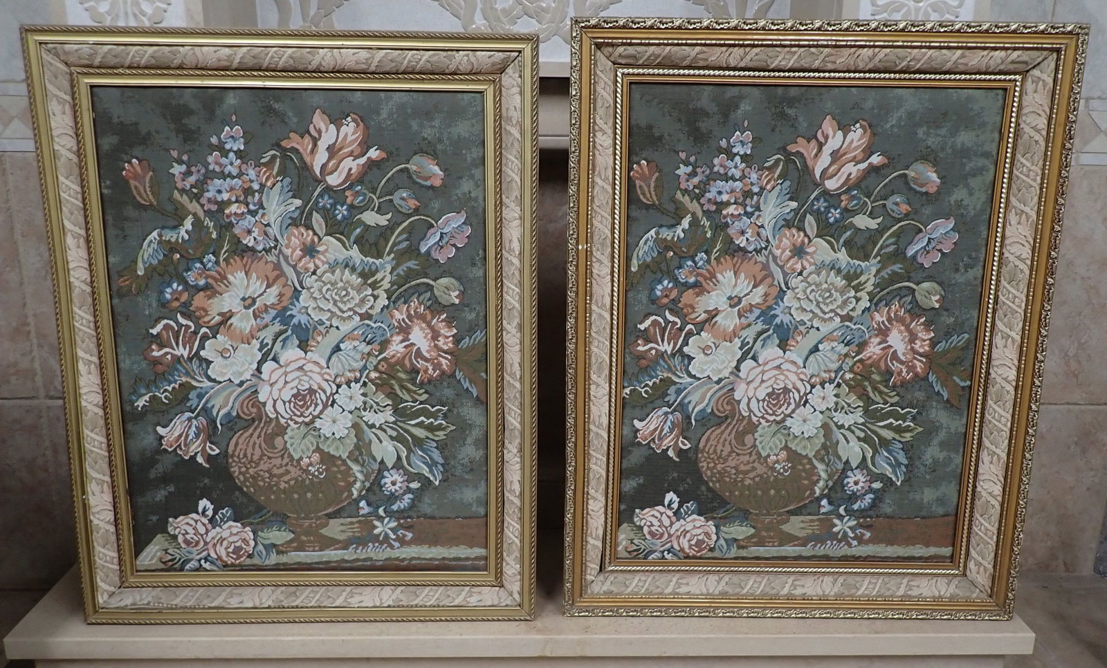 2 French Style Tapestries: Largest is apprx 30 1/2" x 38 1/2". NO in house shipping ! Items are located on the second floor. These are not located in the section of the building we normally have sales. There is a loading