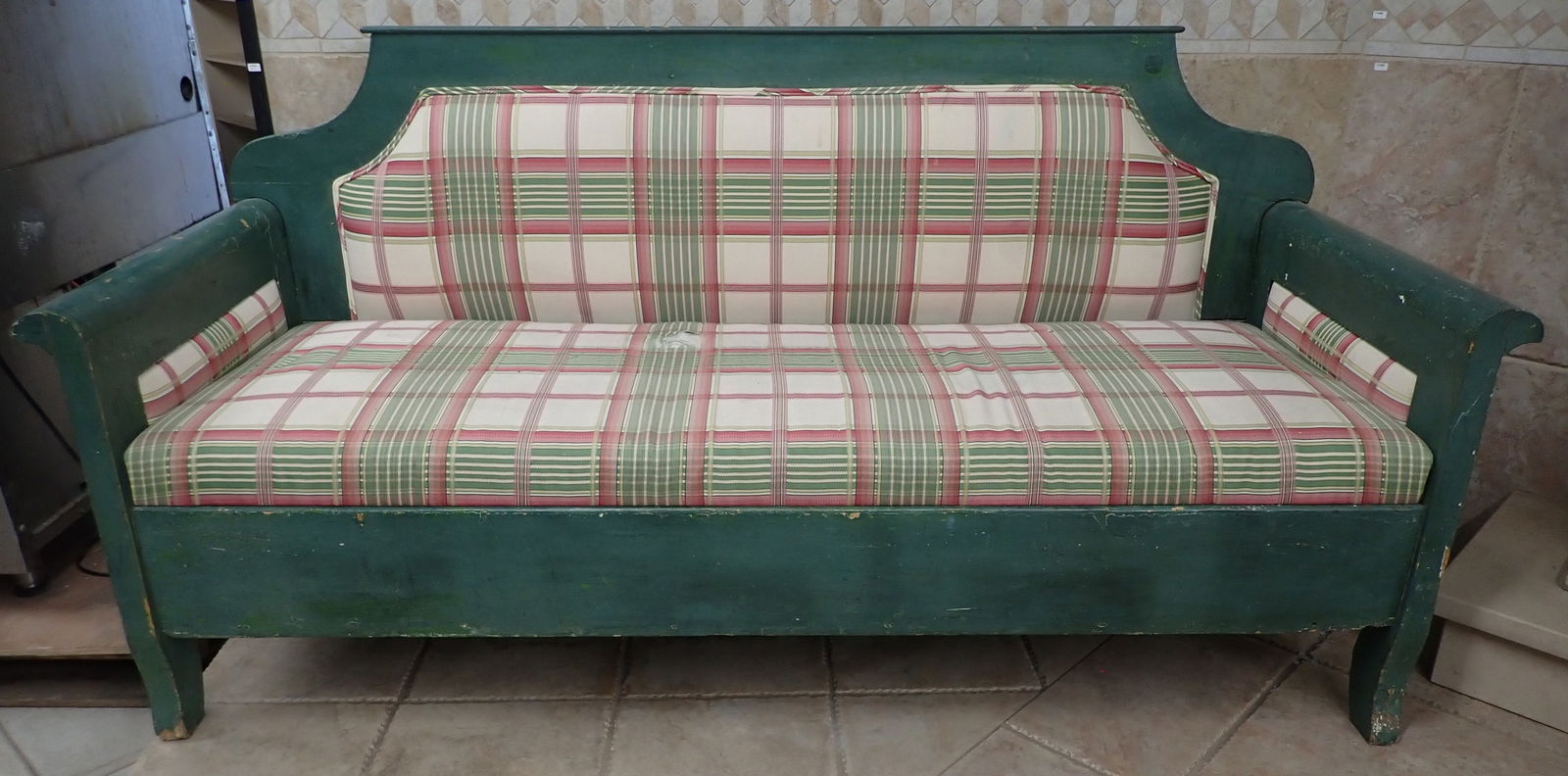 Sofa: Apprx 75" long, 19" to seat, 23 1/2" deep, and 38 1/2" tall. NO in house shipping ! Items are located on the second floor. These are not located in the section of the building we normally have