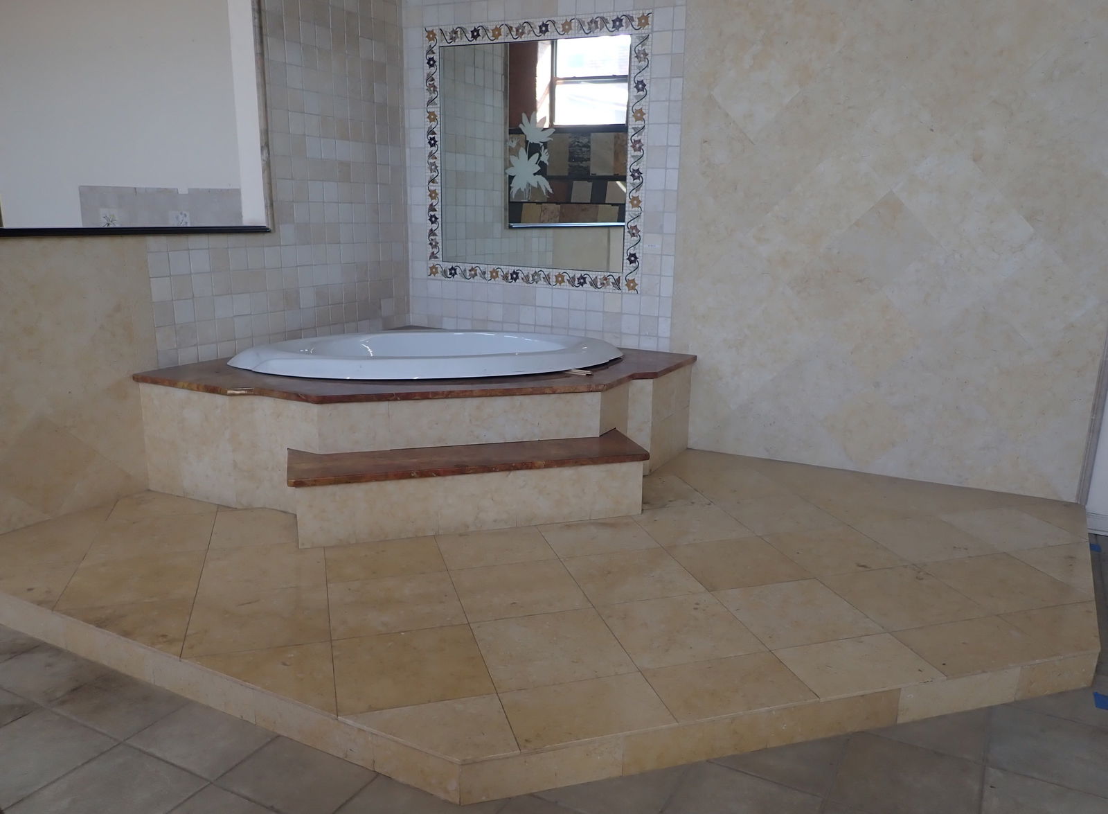 Bathtub & Marble: Tub is approx 40" x 73" x 20 1/2" deep. Tub is not attached and will come right out. Buyer responsible for removing tile if you want it. Bring proper help to remove. NO in house shipping ! Items are l