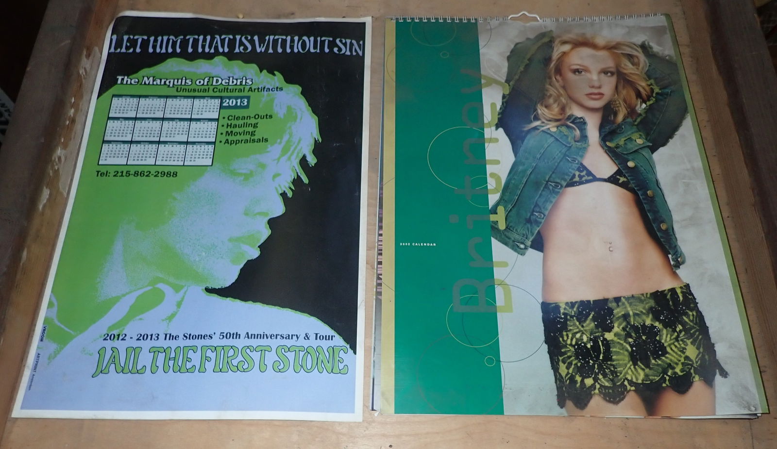 2002 Britney Spears Calendar & Stones Poster: Stones poster is approx 11" x 17". Shipping available