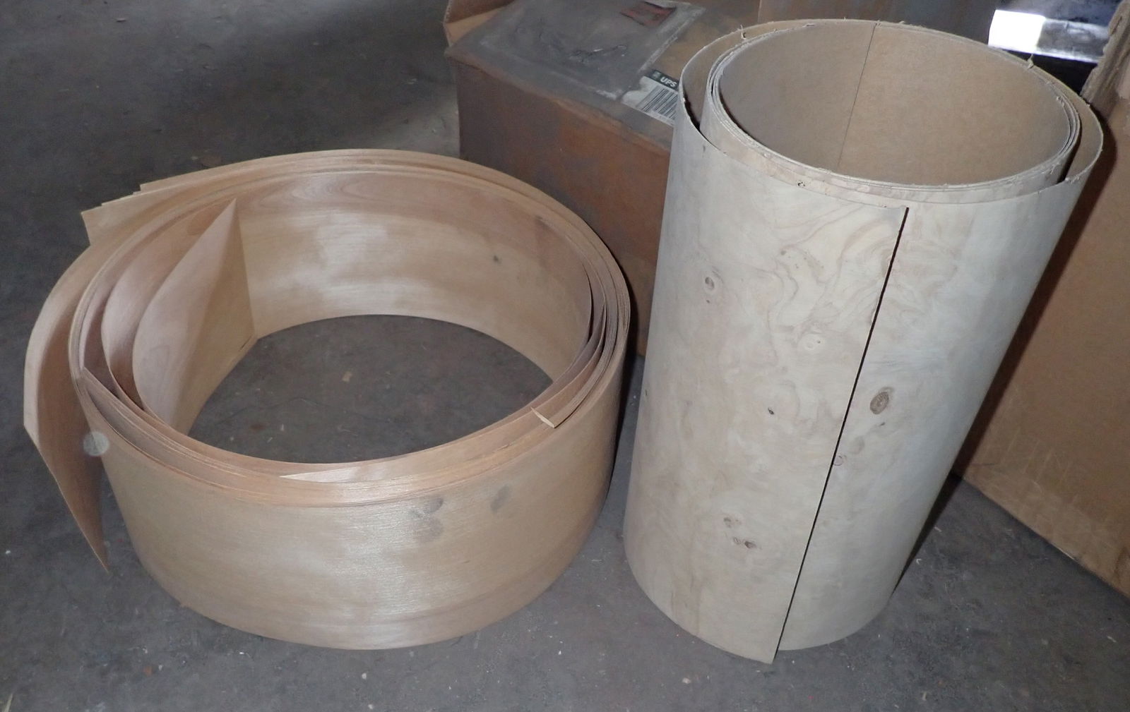 Veneer: One roll is apprx 13" wide and other is 5 1/2" wide. No in house shipping !