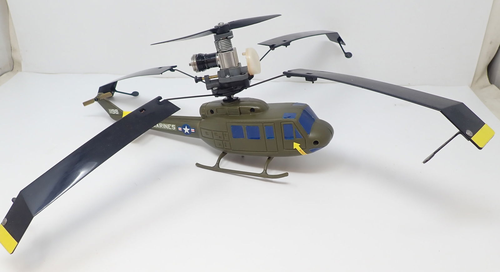 Gas Powered Plastic Helicopter: Prop is approx 20" in diameter. Height is 6". Shipping available