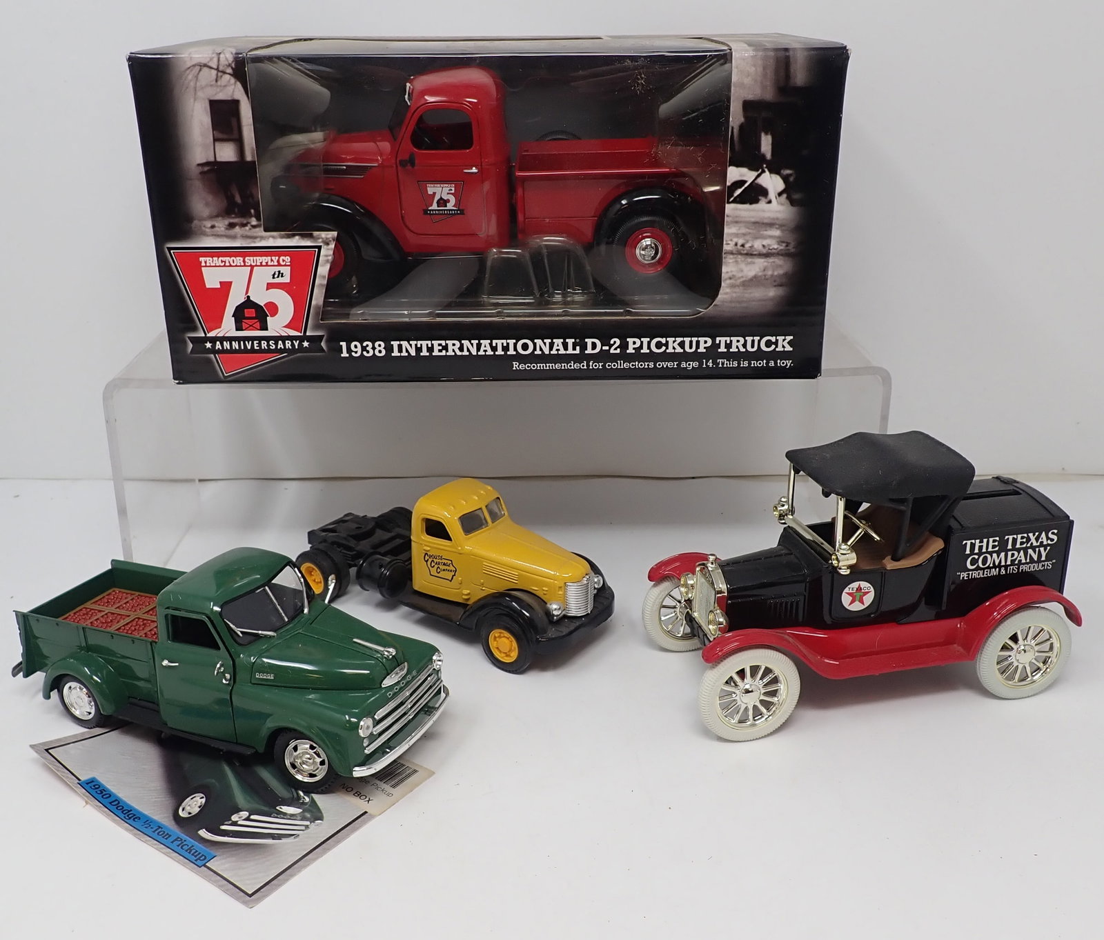 Diecast Trucks & Texaco Bank: Largest is apprx 7 1/2" long. Shipping available