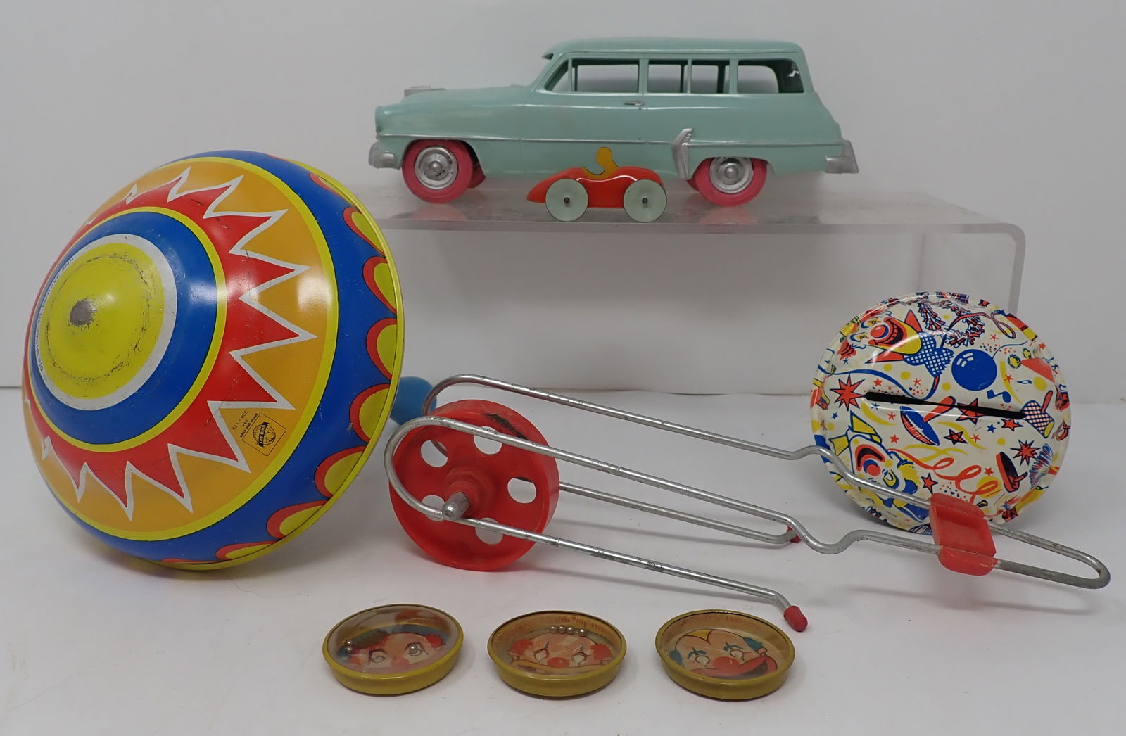 Friction Car , Tin Racer, Noisemaker & Misc: Friction car is apprx 7 3/4" long. Shipping available