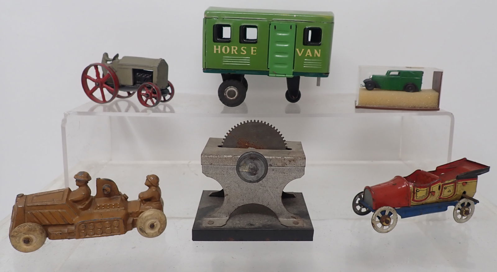 Tin Horse Van Trailer, Penny Toy, & Misc: Horse Trailer is approx 4" long. Shipping available