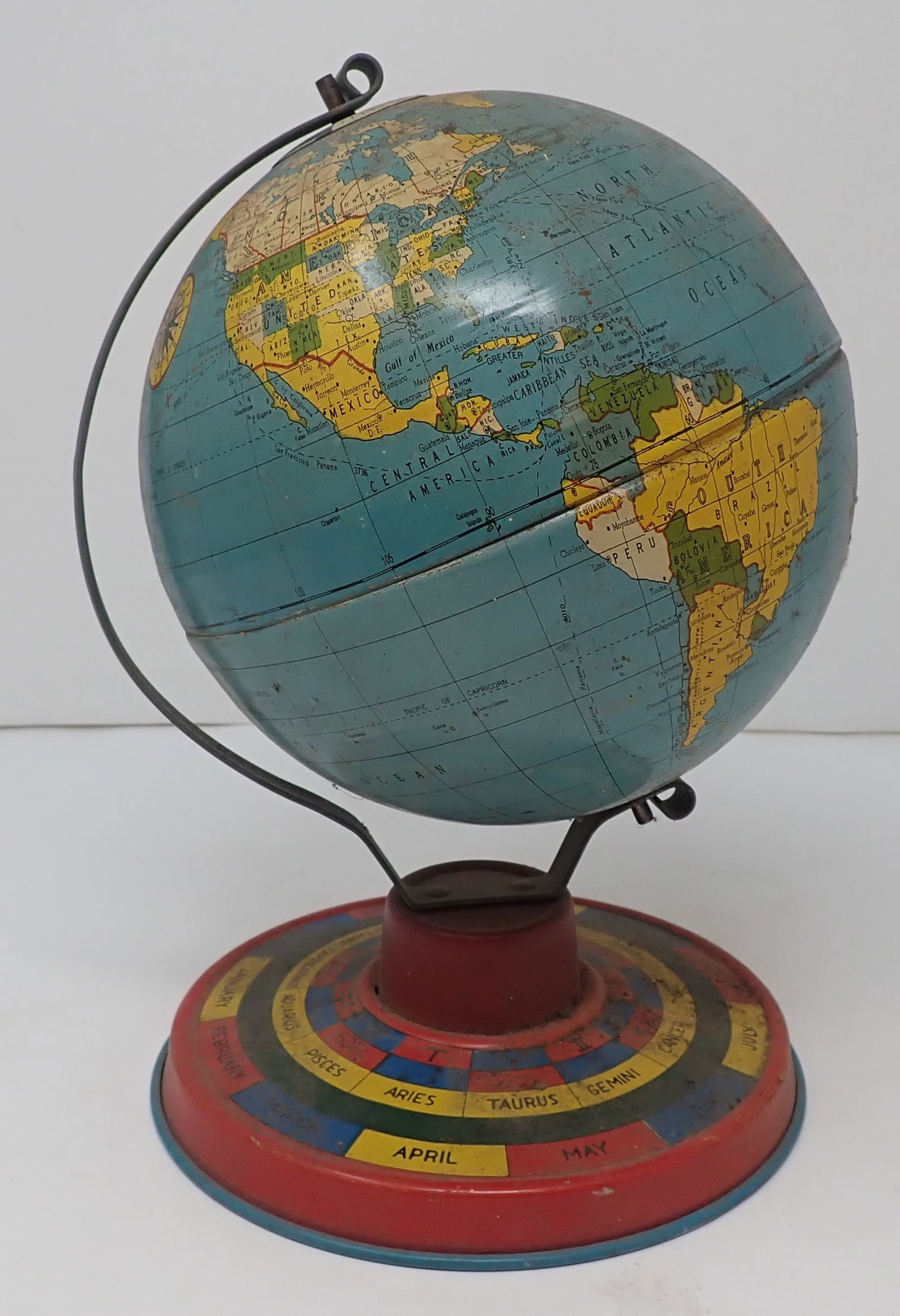 Ohio Art Tin Globe: Approx 5 1/2" in diameter and 9 1/2" tall. Shipping available