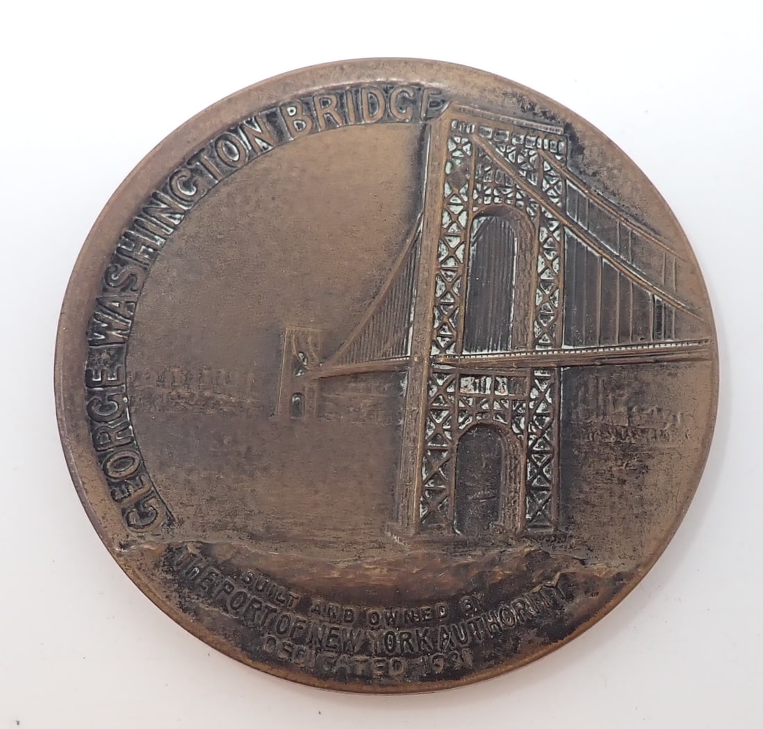 New Jersey New York George Washington Bridge Bronze Medal: Bronze medal is approx 3" in diameter. Shipping available
