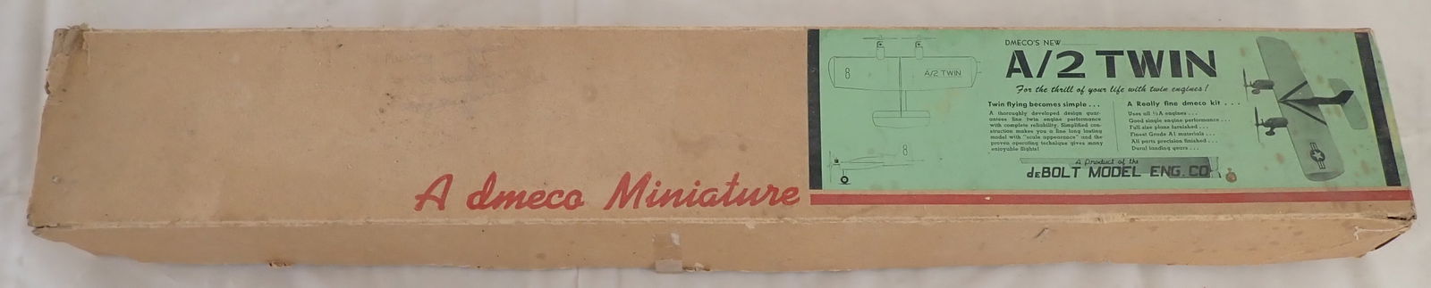 dEBolt A/2 Twin Model Airplane: dmeco miniature - We do not guarantee it is complete. Sold as pictured. Shipping available