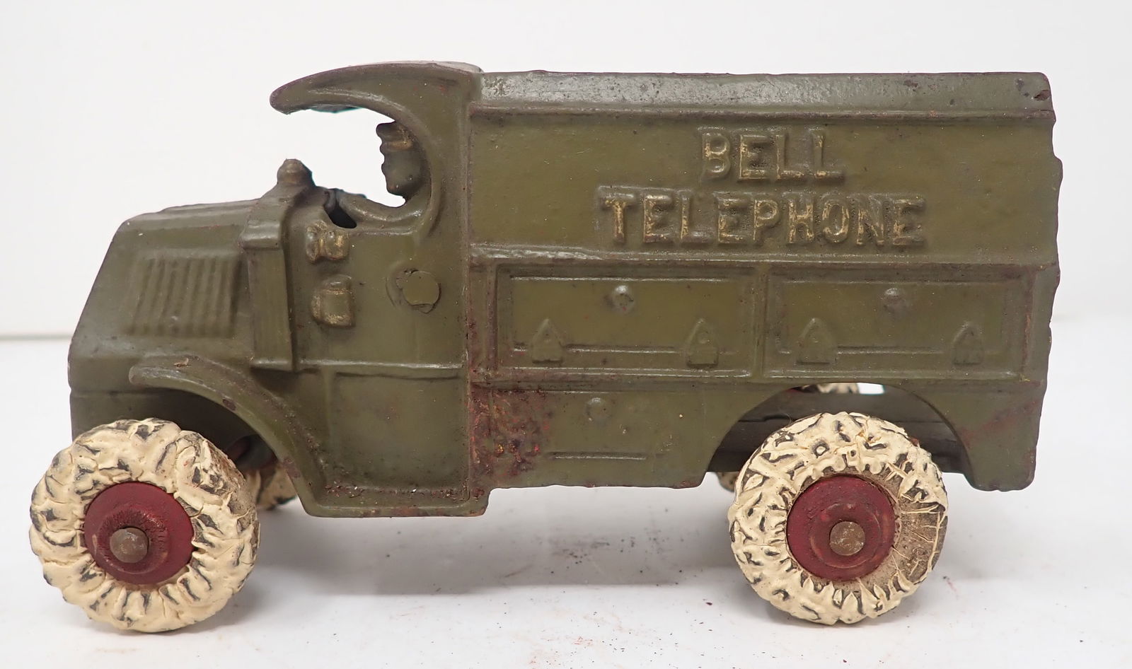 Cast Iron Mack Bell Telephone Truck: Approx 5 1/4" long. Shipping available