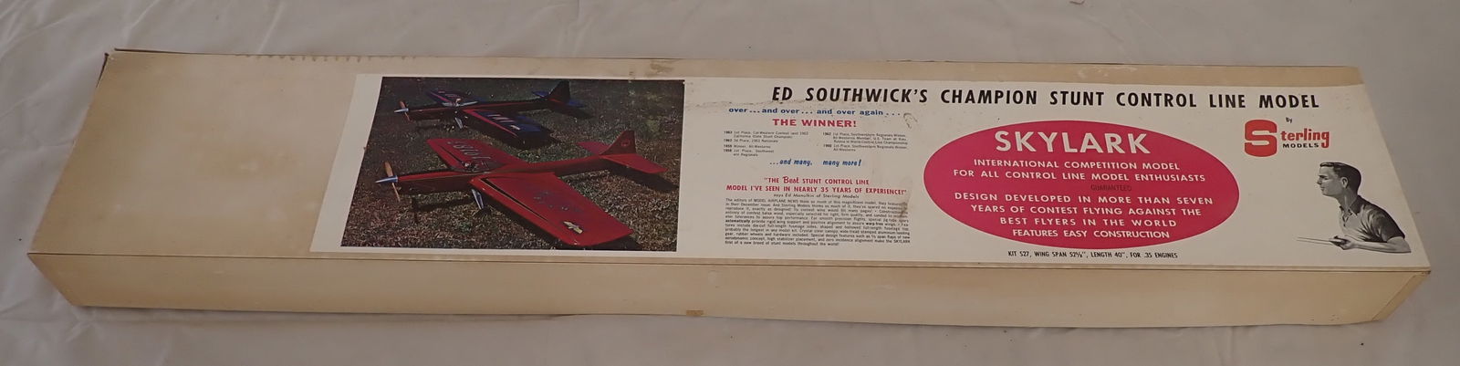 Ed Southwick's Sterling Skylark Control Line Model: Kit S27 - We do not guarantee it is complete. Sold as pictured. Shipping available ($20 handling charge, plus postage)