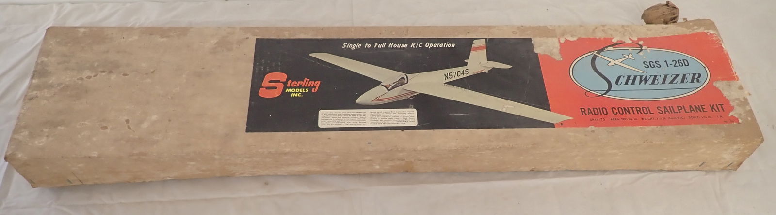 Sterling SGS 1-26D Schweizer Radio Control Sailplane: We do not guarantee they are complete. We will ship all items but tote. $20 handling charge, plus postage