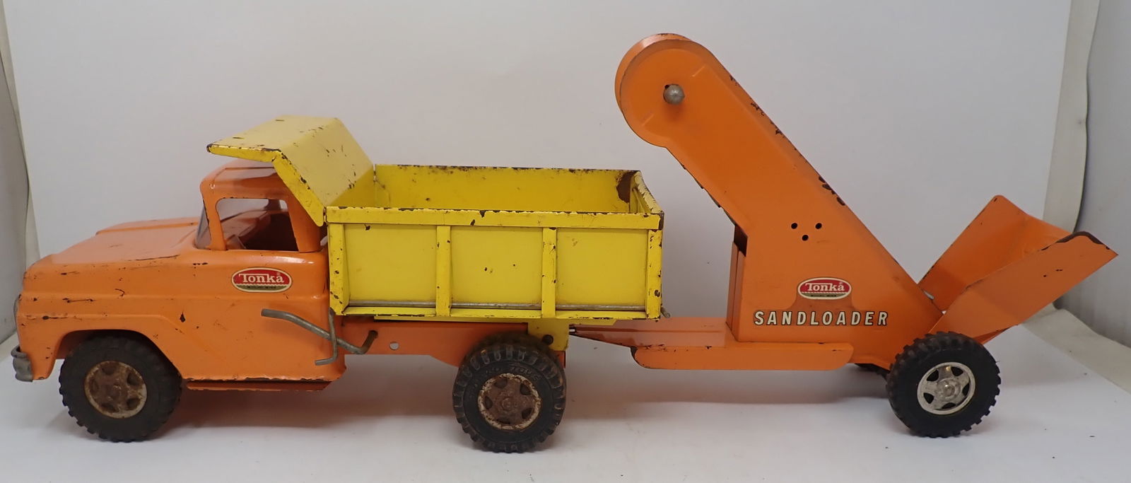 Tonka Sandloader & Dumptruck: Total length is approx 23". Shipping available