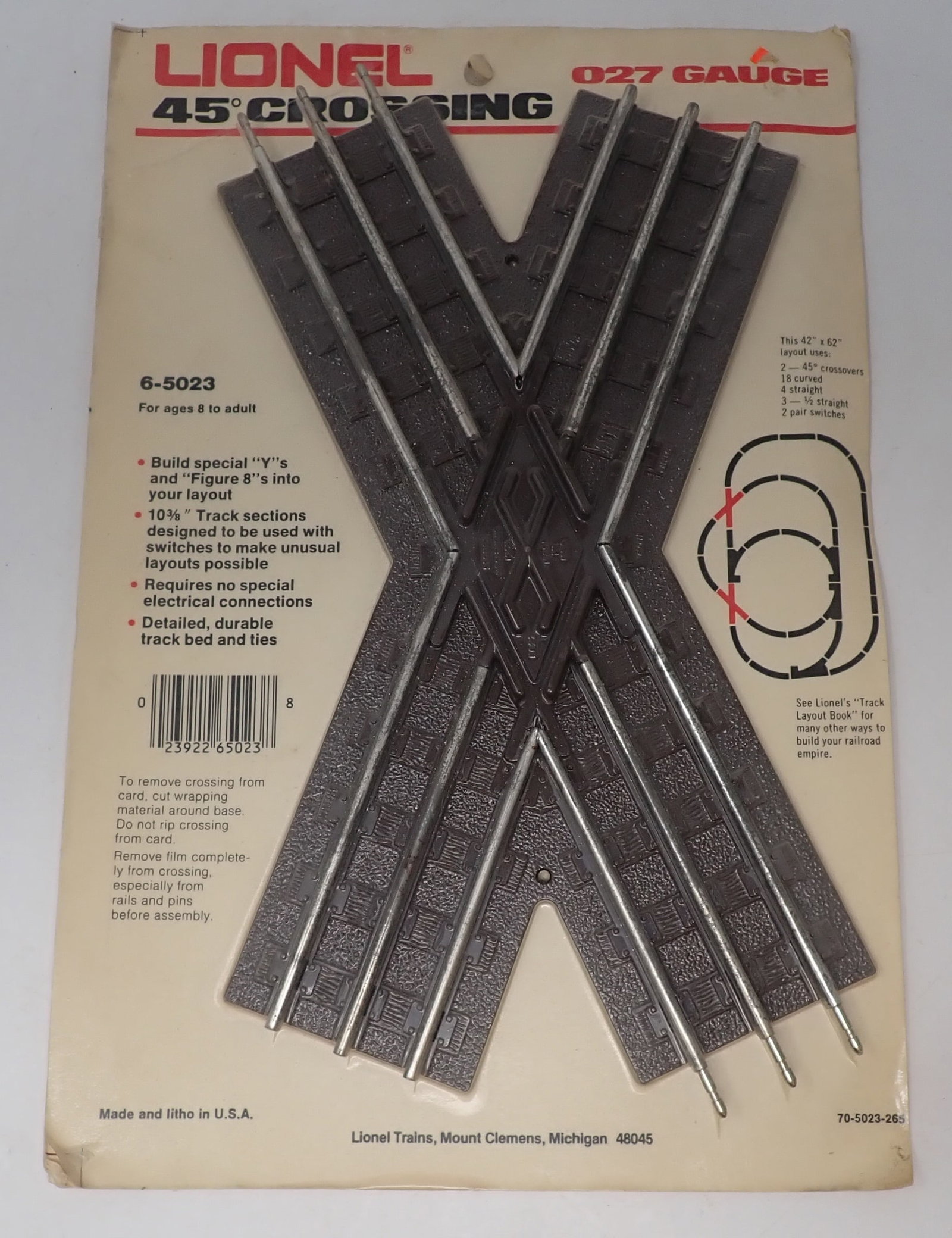 7 Lionel 45 Degree Crossings 027 Gauge: Part # 6-5023 . Shipping available