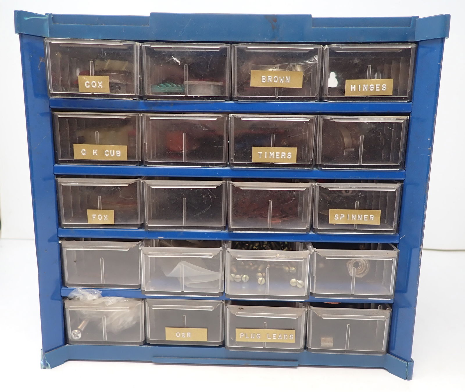 Cox , OK Cub & Misc Tether Car , U Control Plane Parts: Parts organizer is approx 6 1/4" x 10" x 9" tall. Shipping available