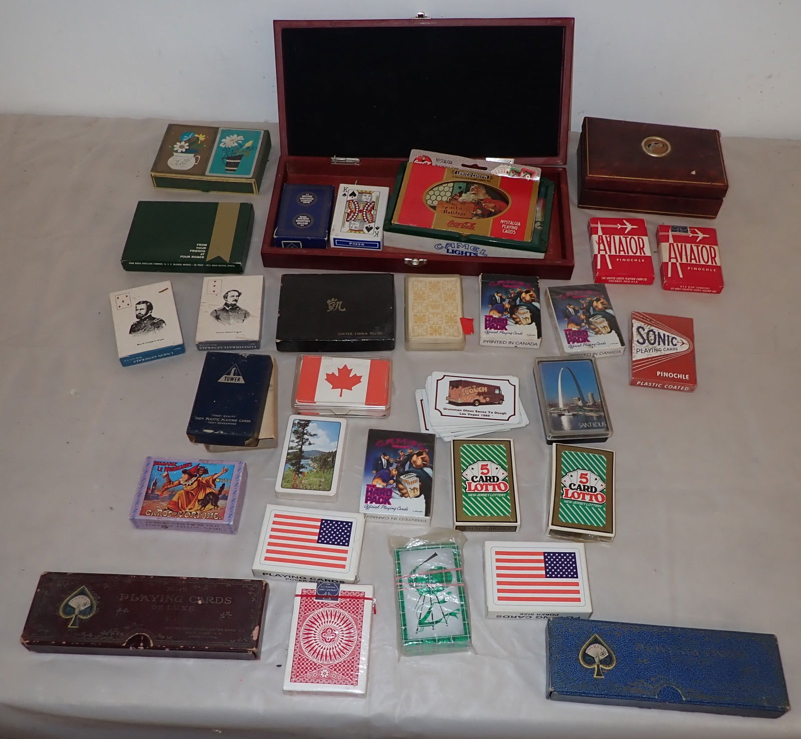 Playing Cards: Bottom right box is not complete. We do not guarantee they are complete. Sold as pictured. Shipping available