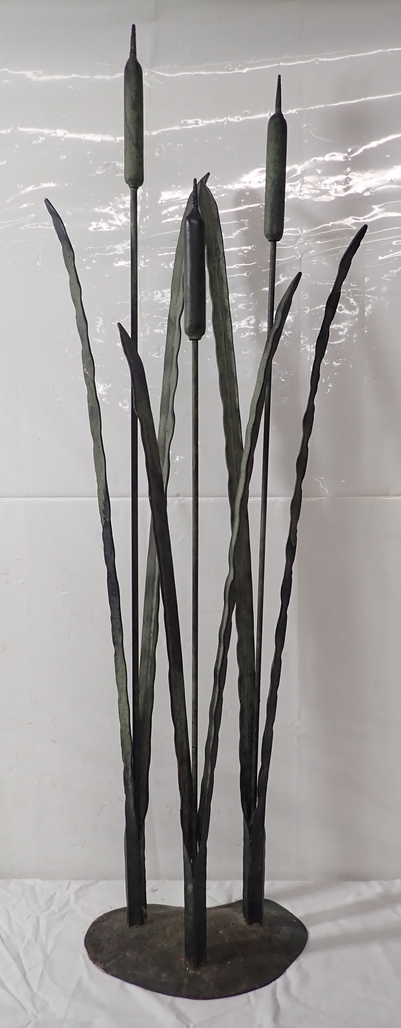 Iron Cattail Sculpture: Apprx 50 1/2" tall. No in house shipping !