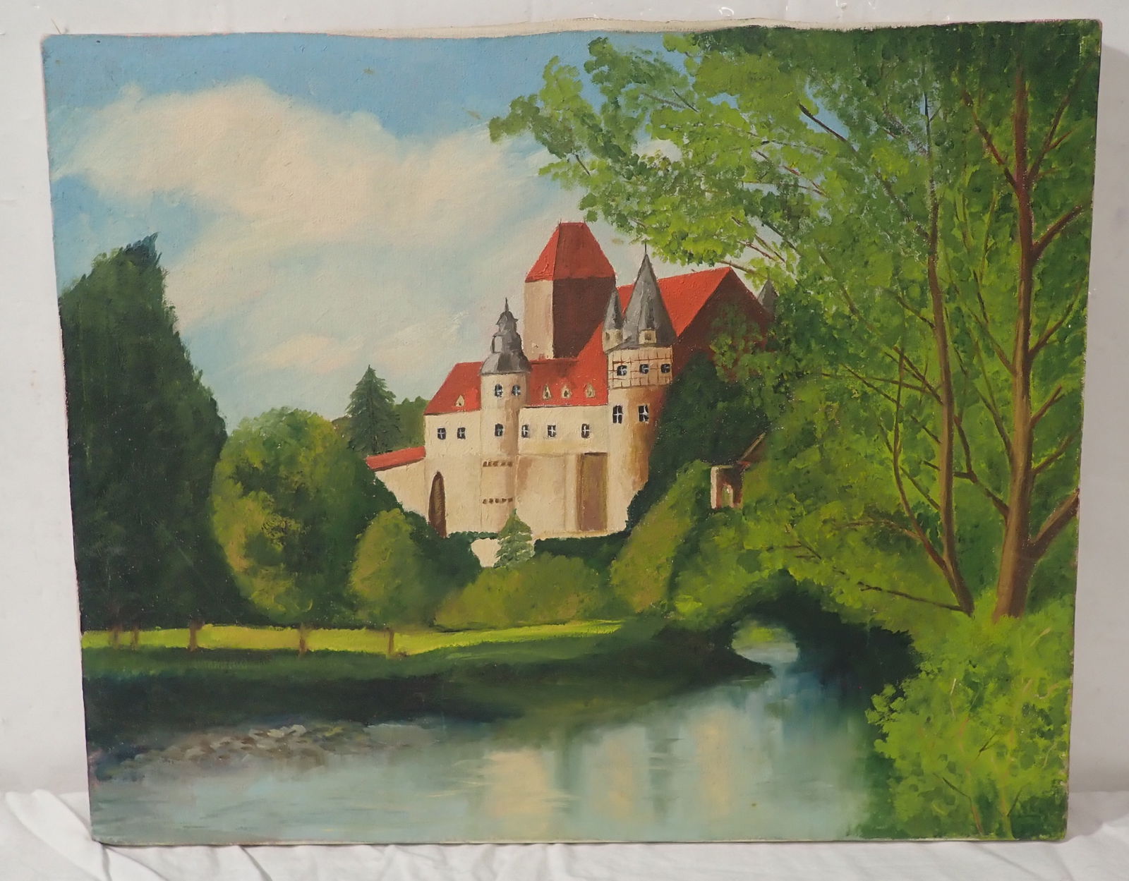 Oil on Canvas Painting of Landscape & Castle: Apprx 16" x 20". Shipping available ($35 handling charge, plus postage)