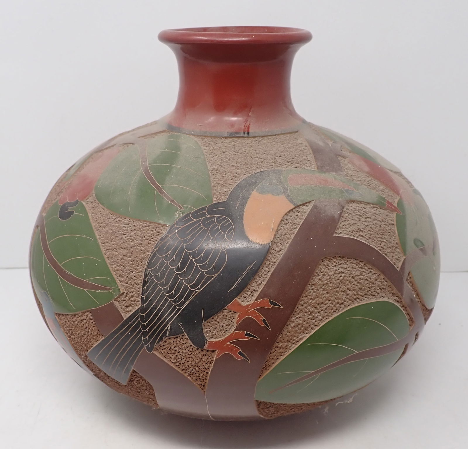 Roger Calero Nicaraguan Pottery Vase: Apprx 10 1/2" in diameter and 10" tall. Shipping available