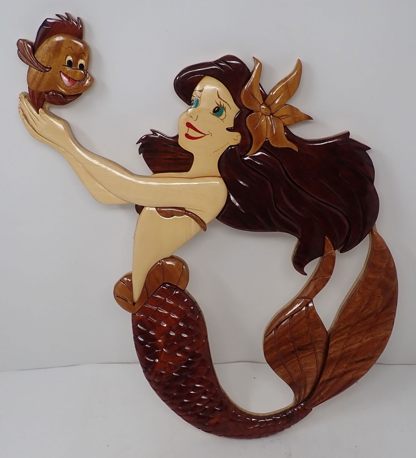 Ariel & Flounder Disney Little Mermaid Plaque: Apprx 11 3/4" x 16". Shipping available. Made of partical board