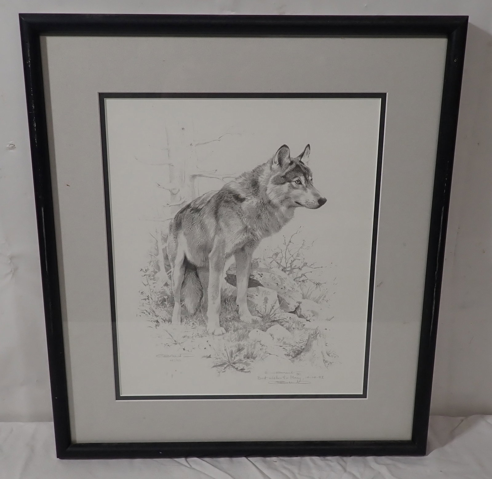 1992 Signed & Numbered Wolf Print: Approx 18 1/4" x 20 3/4". Shipping available ($35 handling charge, plus postage)