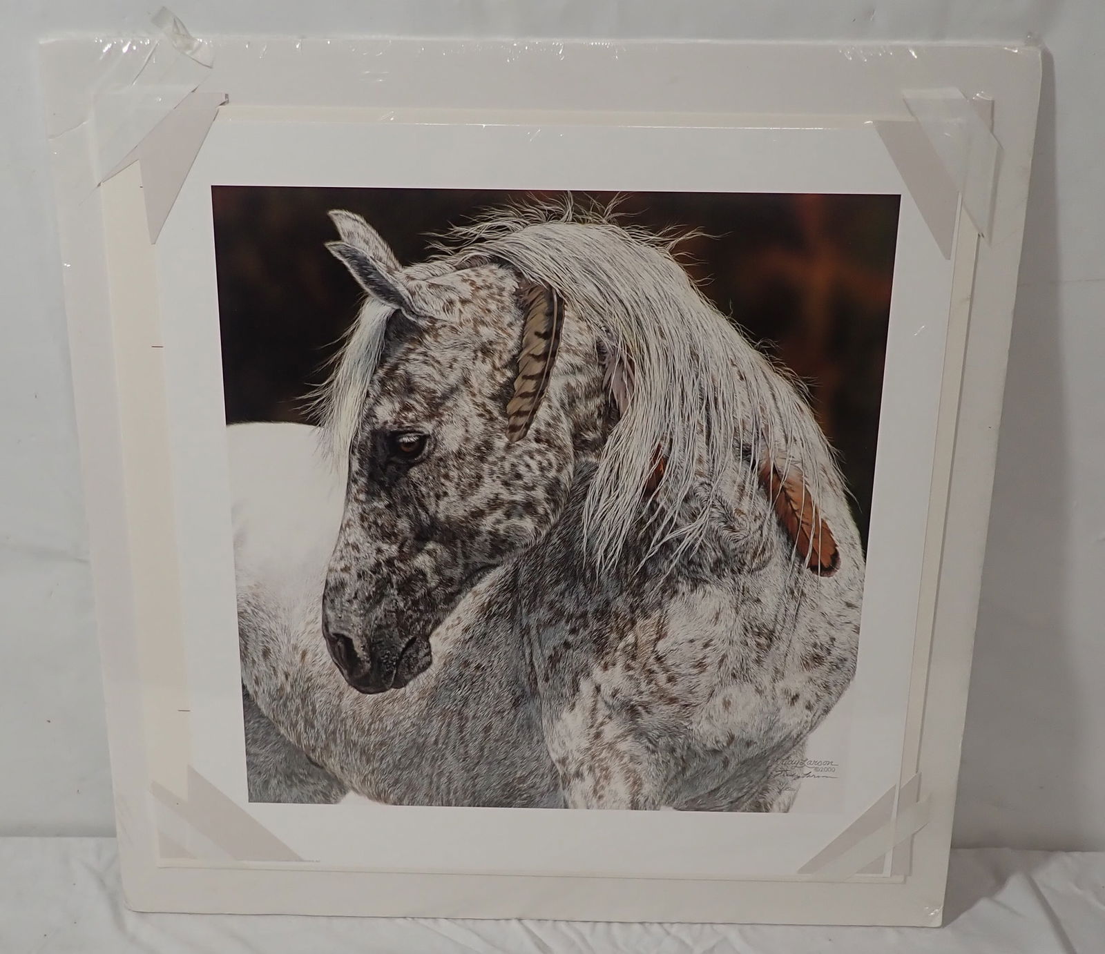 Judy Larson Signed Medicine Crow Horse Print: Signed & Numbered - Approx 20" x 20 1/2". Shipping available