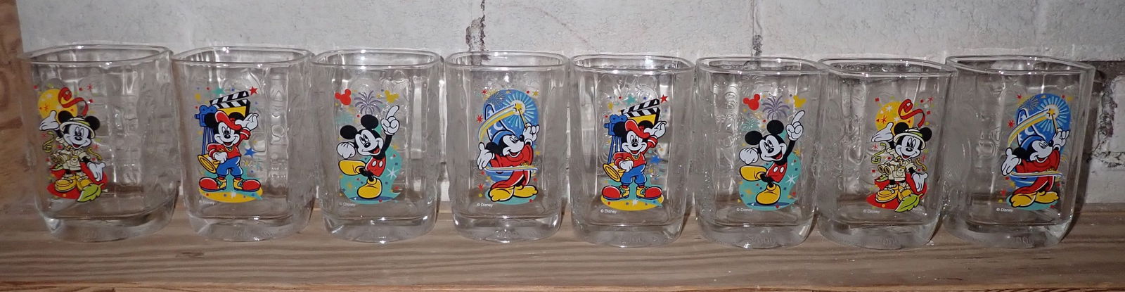 McDonalds Disney Mickey Mouse Glasses: Apprx 4 3/4" tall. Shipping available ($20 handling charge, plus postage)