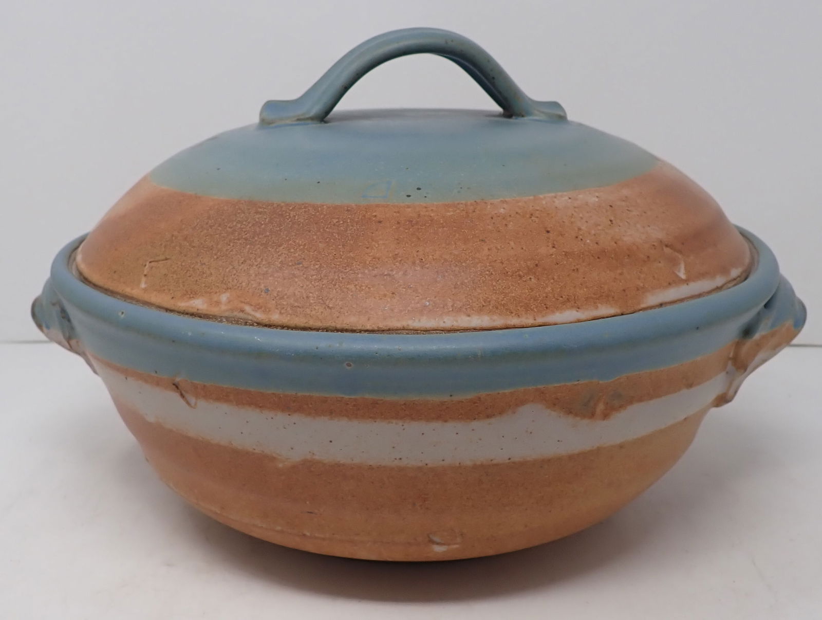 1977 Beecher Pottery Casserole: Apprx 11 1/2" in diameter and 8 1/2" tall to top of lid. Shipping available