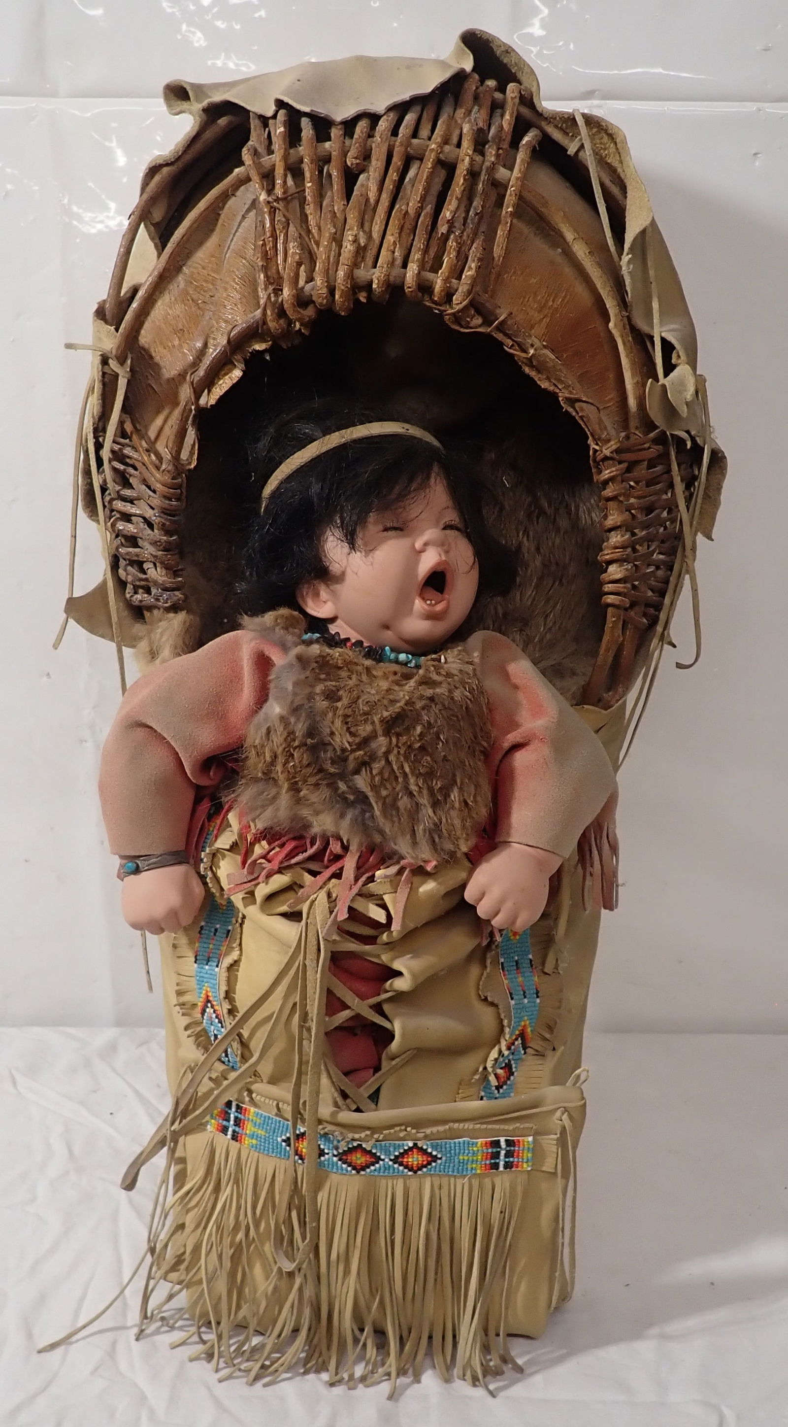 Ro Par Native American Baby Doll Cradleboard: Approx 13" x 26 1/2" . Shipping available($25 handling charge, plus postage)