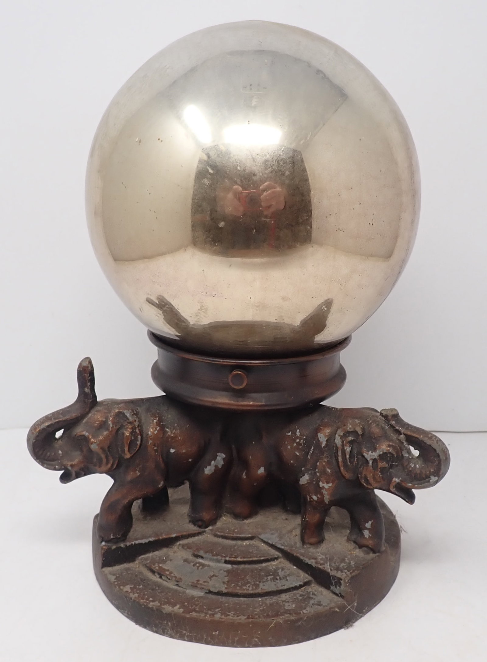 Elephant Table Lamp w/ Mercury Glass Style Globe: Apprx 10" tall. Shipping available