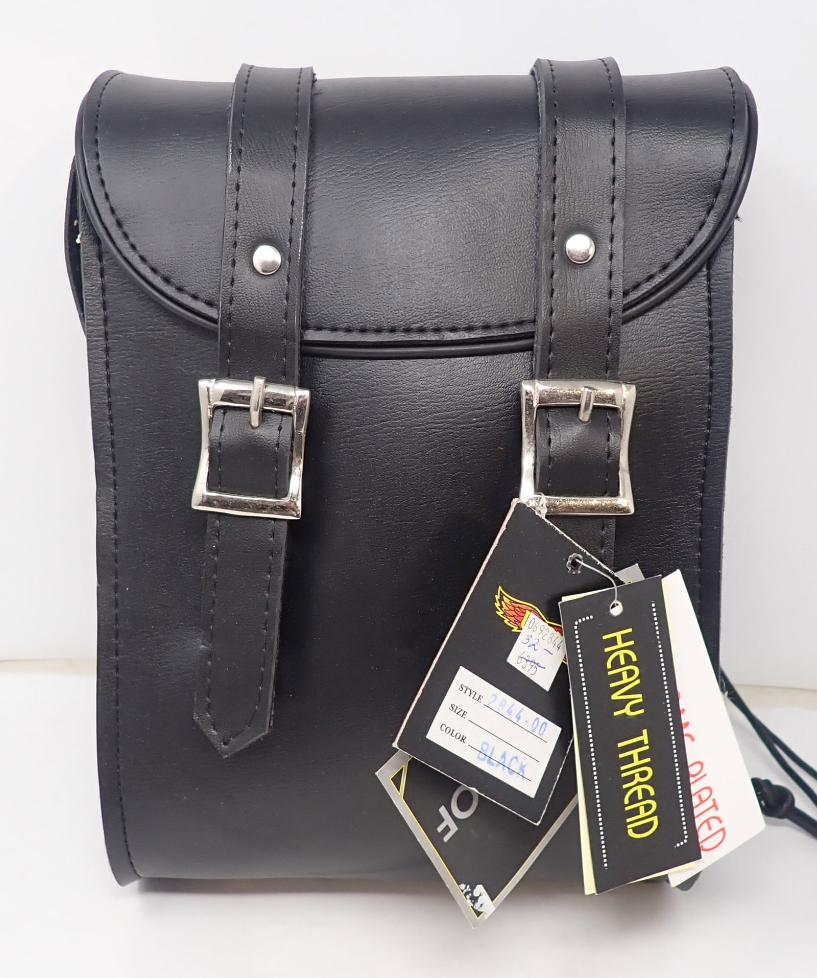 Leather Motorcycle Bag: Apprx 4 1/2" x 8" x 11" tall. Shipping available