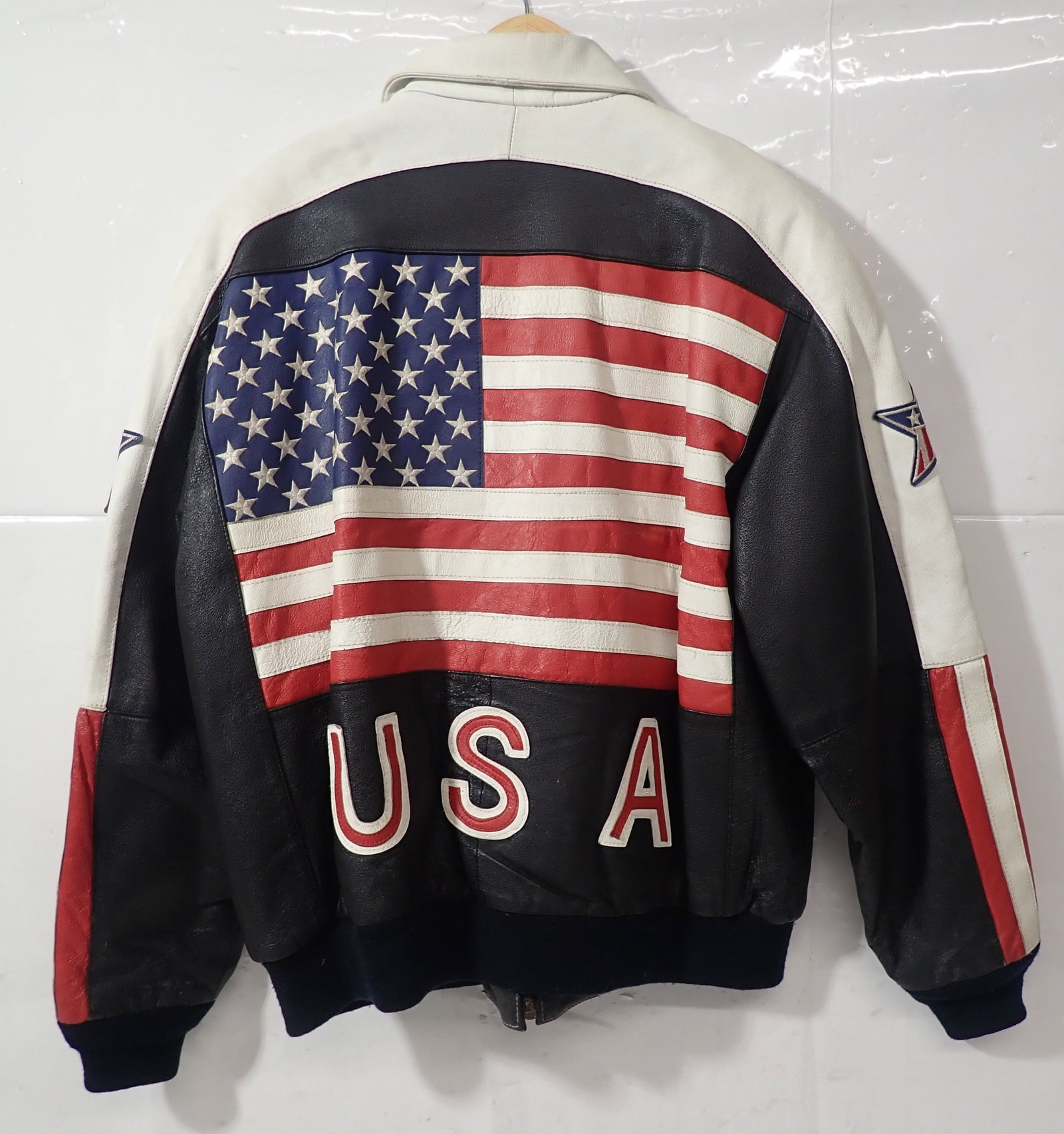 Phase 2 Leather Jacket w/ American Flag: Size - XL . Shipping available