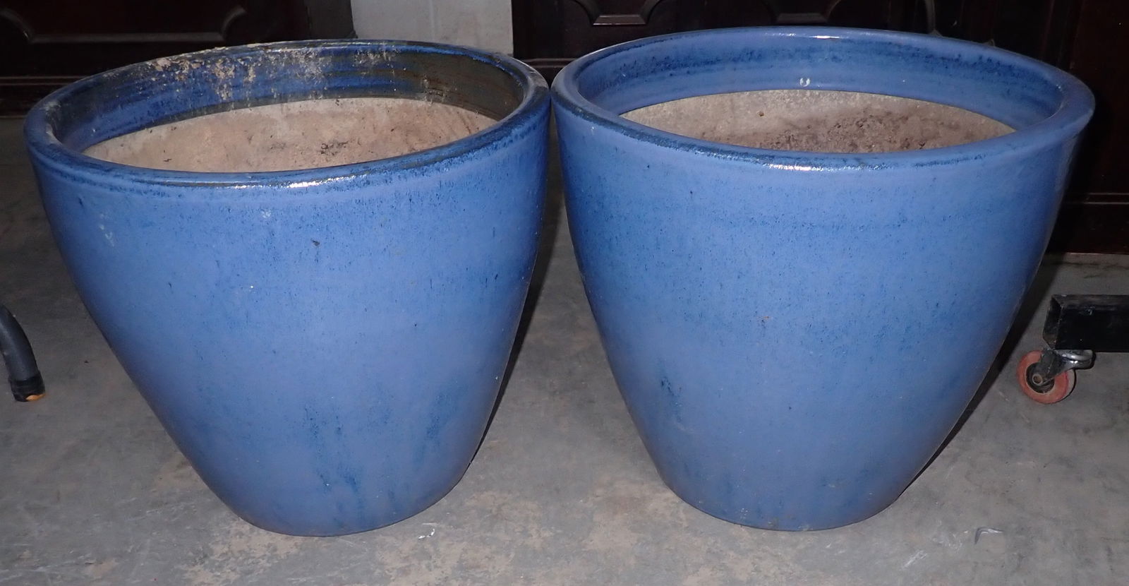 Pair of Pottery Planters: Apprx 17" in diameter and 15" tall. No in house shipping ! Heavy !