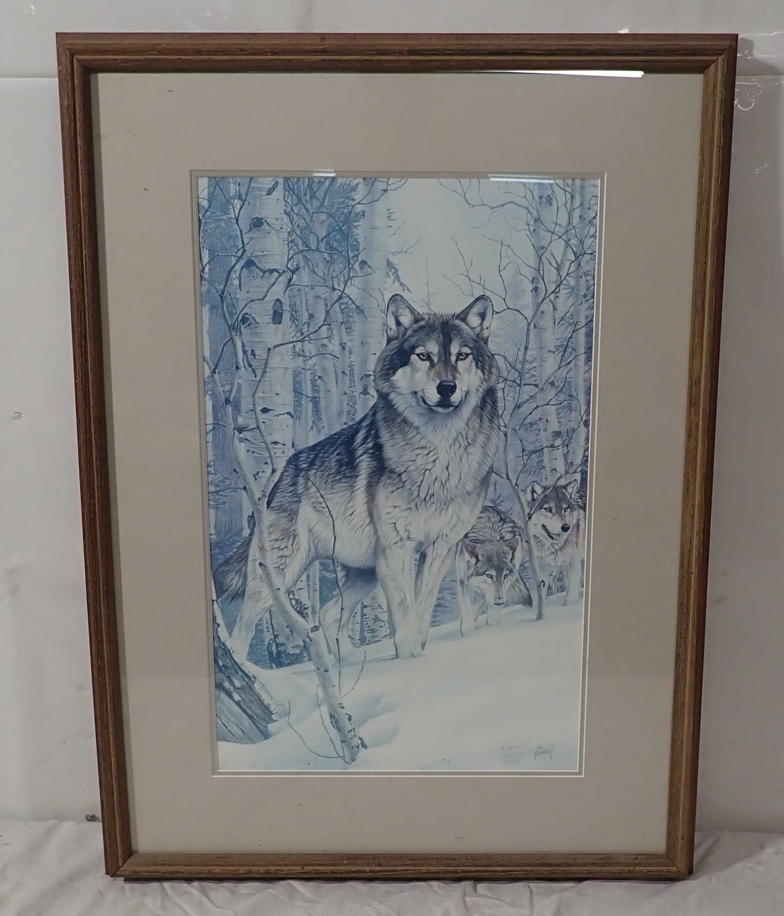 Al Agnew Signed & Numbered Wolf Lithograph: Titled - A Second Glance . Apprx 19 1/2" x 26 3/4". Shipping available ($35 handling charge, plus postage)