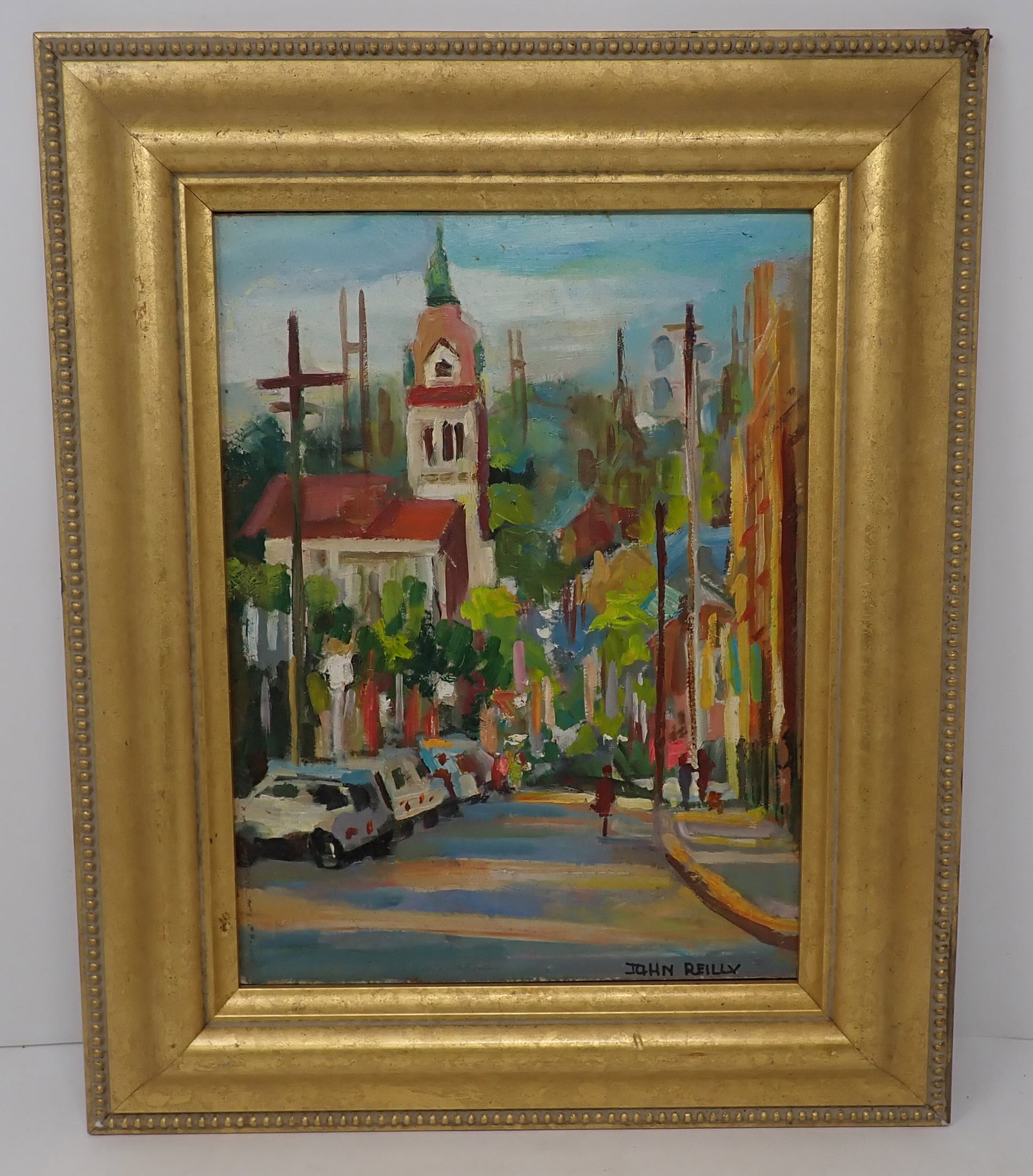 John Reilly Signed Oil on Board Painting: Approx 13 1/2" x 16 1/2". Shipping available