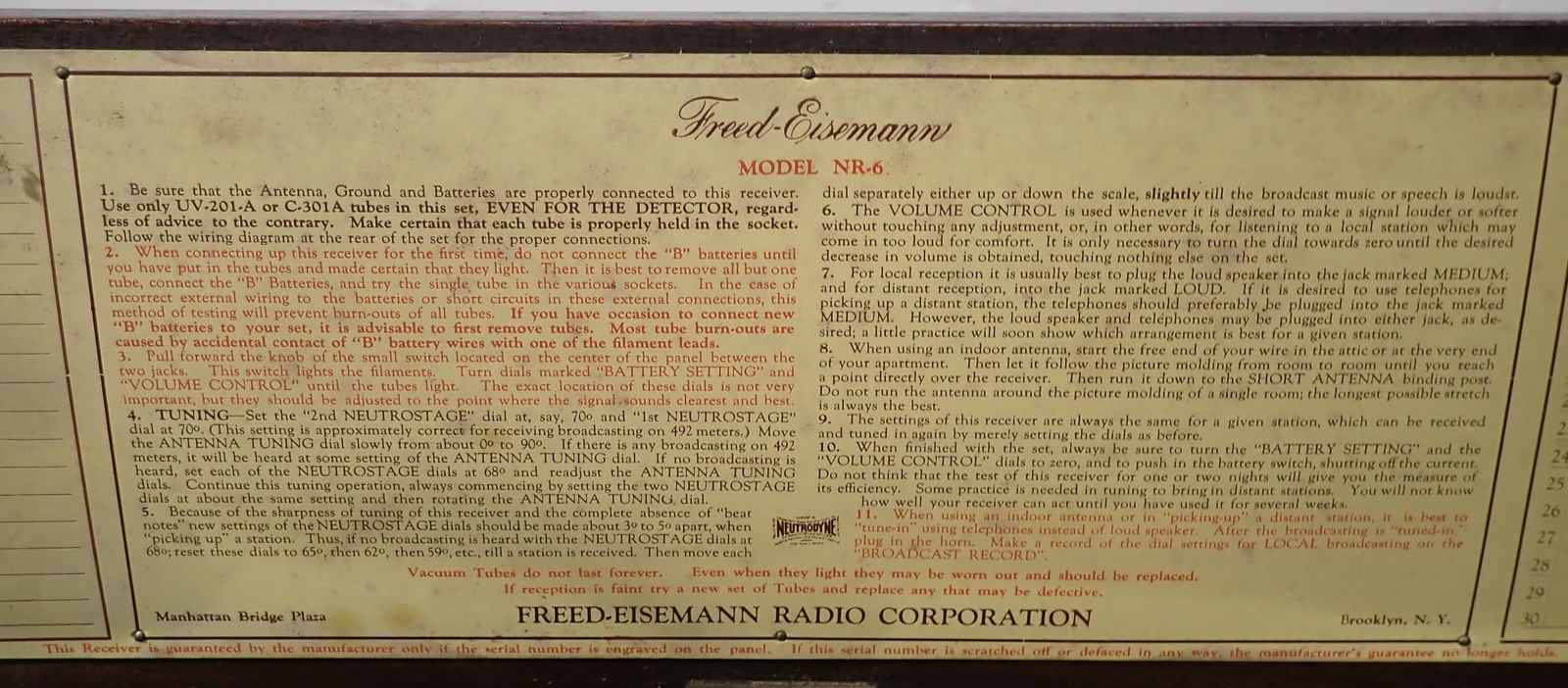 Freed-Eisemann Receiver Model NR-6 - 6