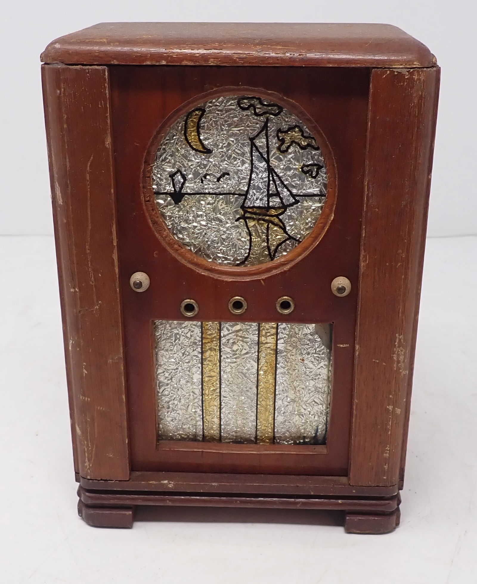 Wooden Console Radio Bank: Apprx 2 3/4" x 5" x 7 1/2" tall. Shipping available